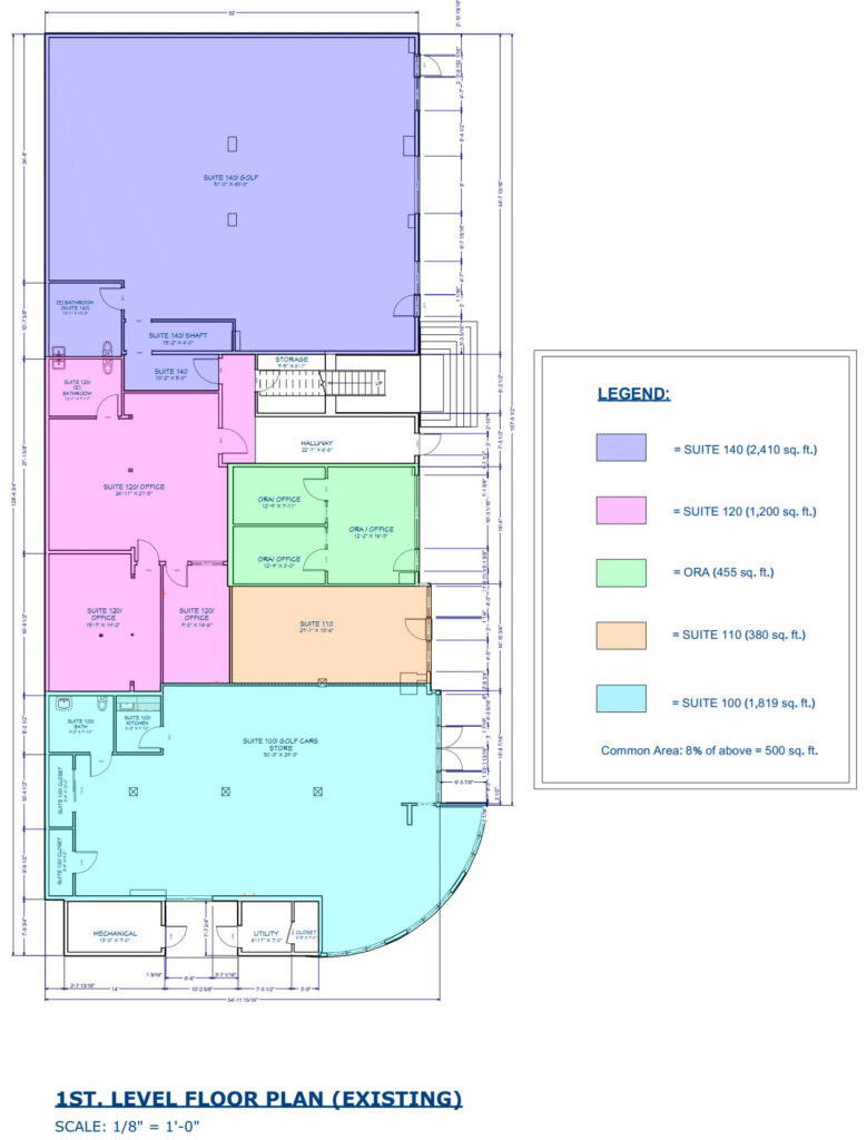 Floor plan showing first level of a building