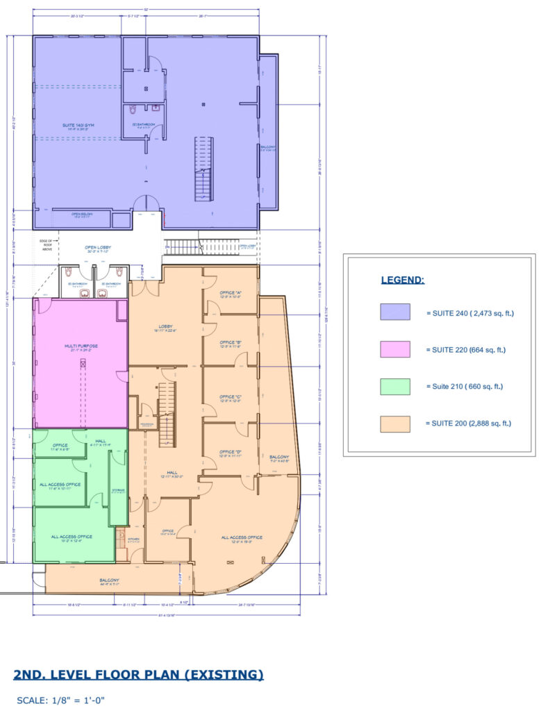 Floor plan showing second level of a building