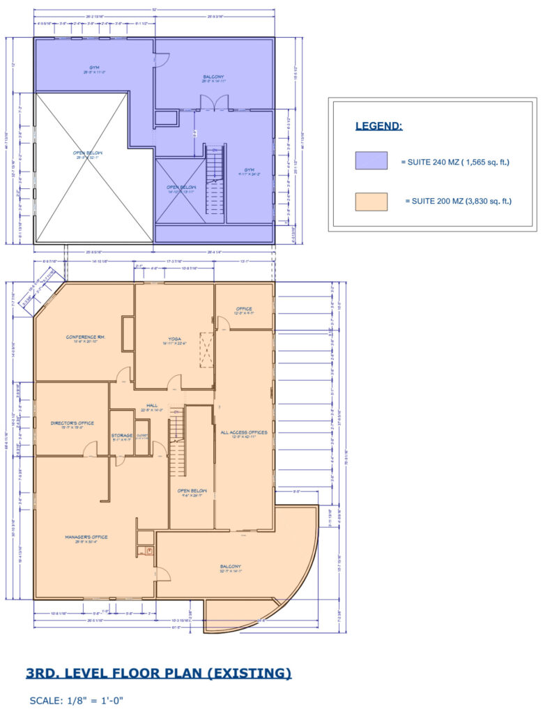 Floor plan showing third level of a building